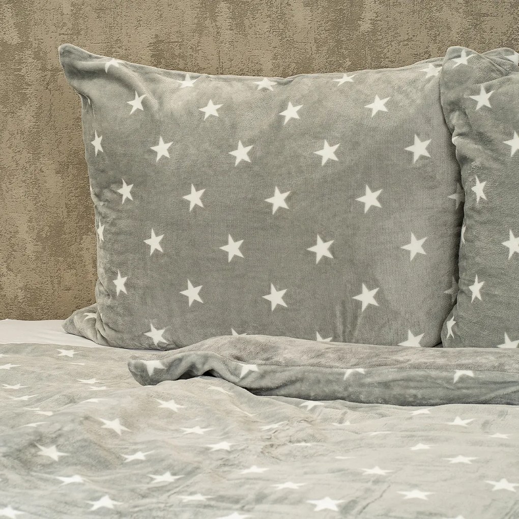 4Home Pościel mikroflanela Stars grey, 140 x 200 cm, 70 x 90 cm