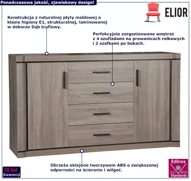 Komoda do salonu dąb truflowy - Rectano 3X