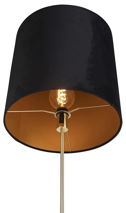 Lampa podłogowa złota/mosiężna z czarnym aksamitnym kloszem 40/40 cm - Parte klasyczny/Antyczny Oswietlenie wewnetrzne