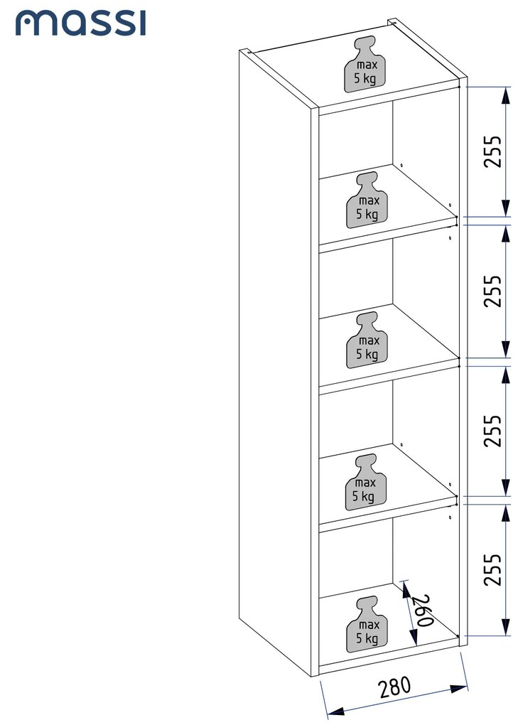 Szafka łazienkowa słupek wisząca kaszmir front lamelowy 31 x 30 cm CUSCO