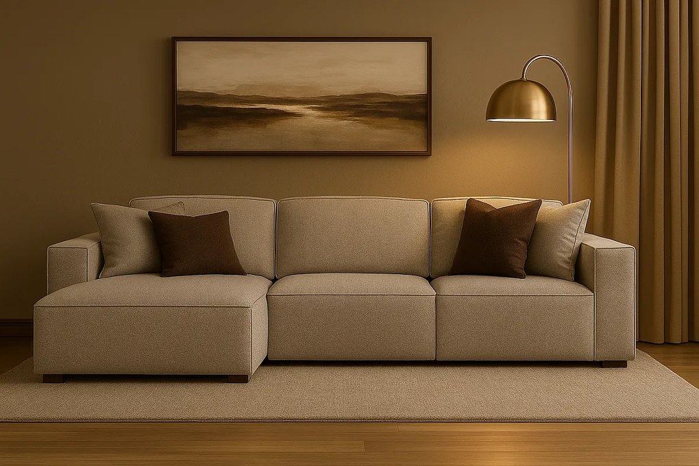 Narożnik modułowy Cursal A lewy – sofa narożna 284 x 166 cm, beżowy Raven 30, nowoczesny design