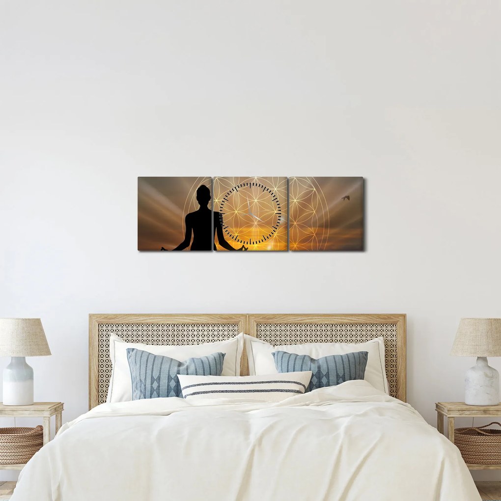 Obraz medytacji (z zegarem) (90x30 cm)