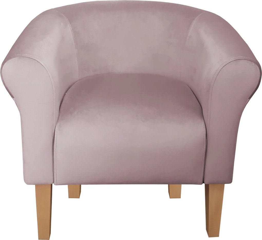 Fotel Milo tkanina Welur wygodny fotel tapicerowany do salonu i sypialni : Kolor nogi - Drewno, Kolor tkaniny - VELVET - MG55, Wysokość nogi - 20 cm