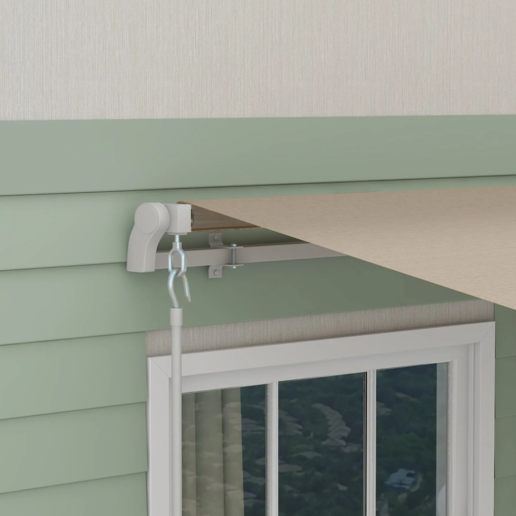 Outsunny Markiza zewnętrzna ręczna przegubowa 4 m z korbą ręczną aluminium kolor biały + beżowy