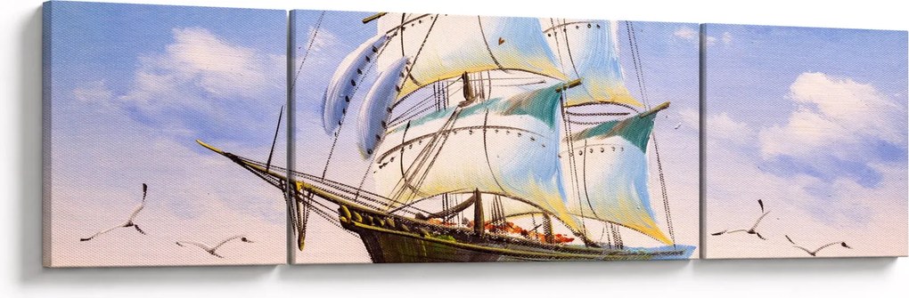 Obraz statku na falach (170x50 cm)