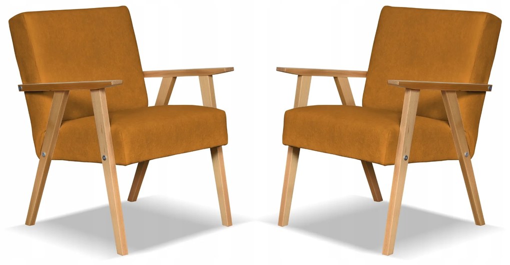 Fotel PRL zestaw retro vintage SOLER Family Meble musztardowy welur Hunter