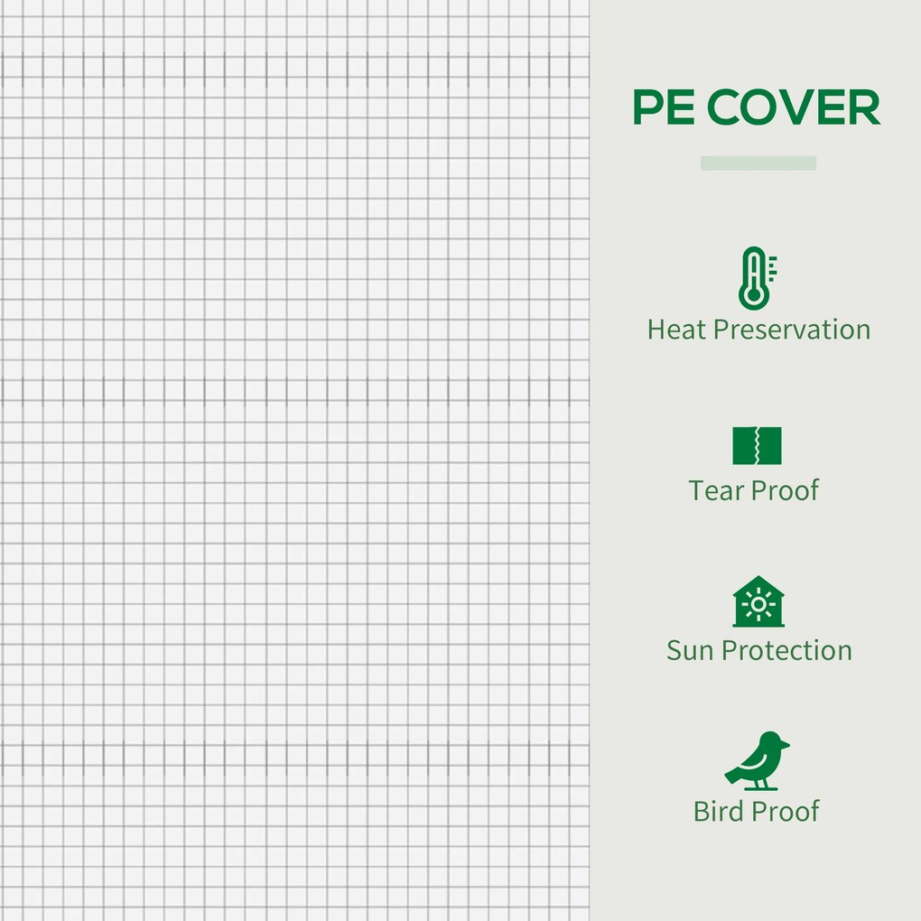 Outsunny Szklarnia z bocznym oknem, rolkowymi drzwiami, wiatroodporna, stalowa rama, plandeka z tworzywa sztucznego, biały, 200 x 68 x 196 cm