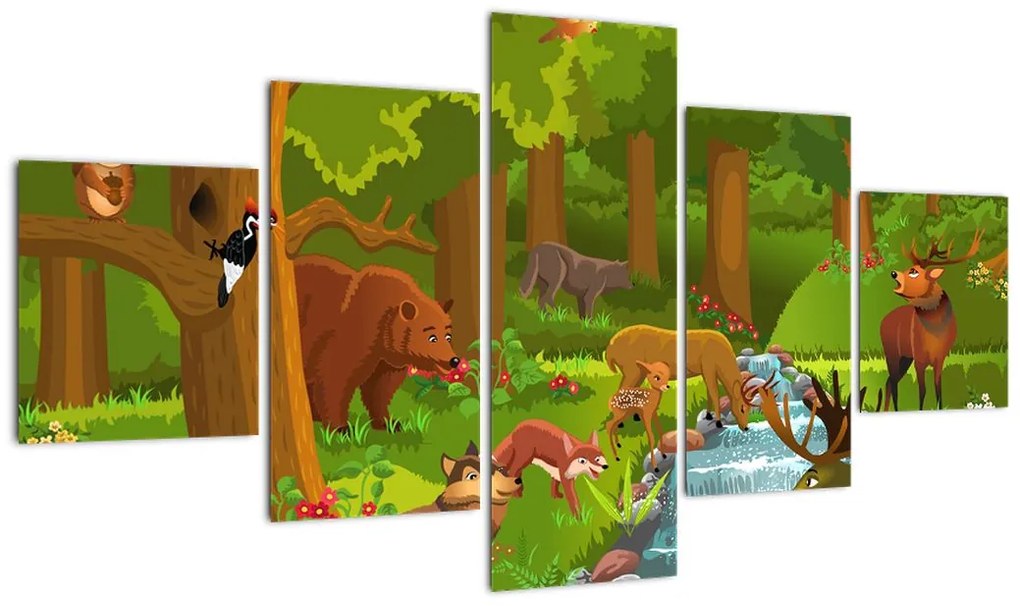 Dziecięcy obraz ze zwierzątkami (125x70 cm)