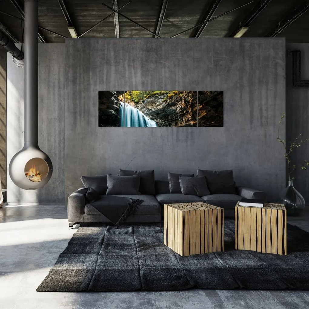 Obraz leśnego wodospadu (170x50 cm)