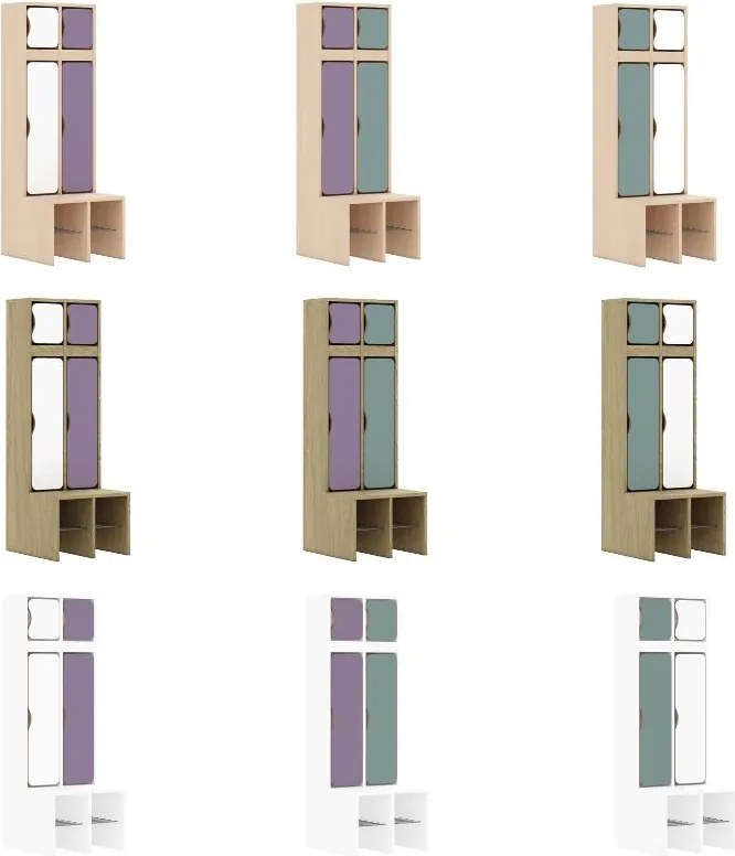 Szafka szkolna do szatni 2-osobowa z drzwiczkami góra/dół Blox Colours Mix, index SZT-2R-B-C-A