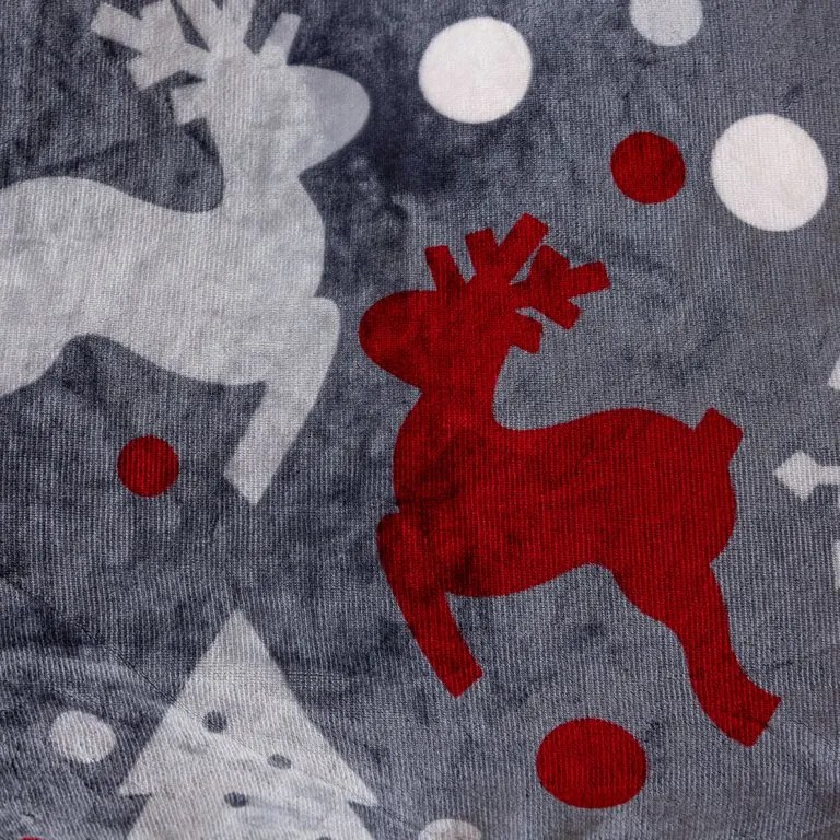 Świąteczny kocyk mikropluszowy CHRISTMAS MAGIC szary Rozmiar: 200 x 220 cm