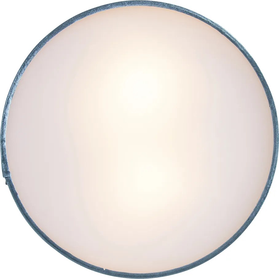 Nowoczesna lampa sufitowa niebieska 30 cm ze złotym wnętrzem - Drum