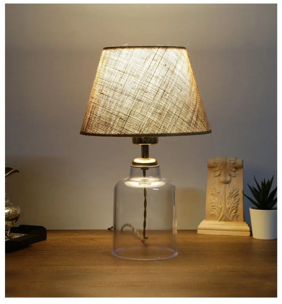 Lampa stołowa z tekstylnym kloszem (wysokość 30 cm) Baran – Opviq lights