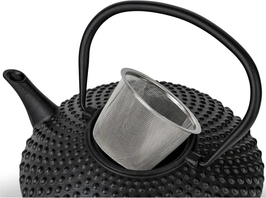 Czarny żeliwny dzbanek do herbaty z sitkiem 1,25 l Xilin – Bredemeijer