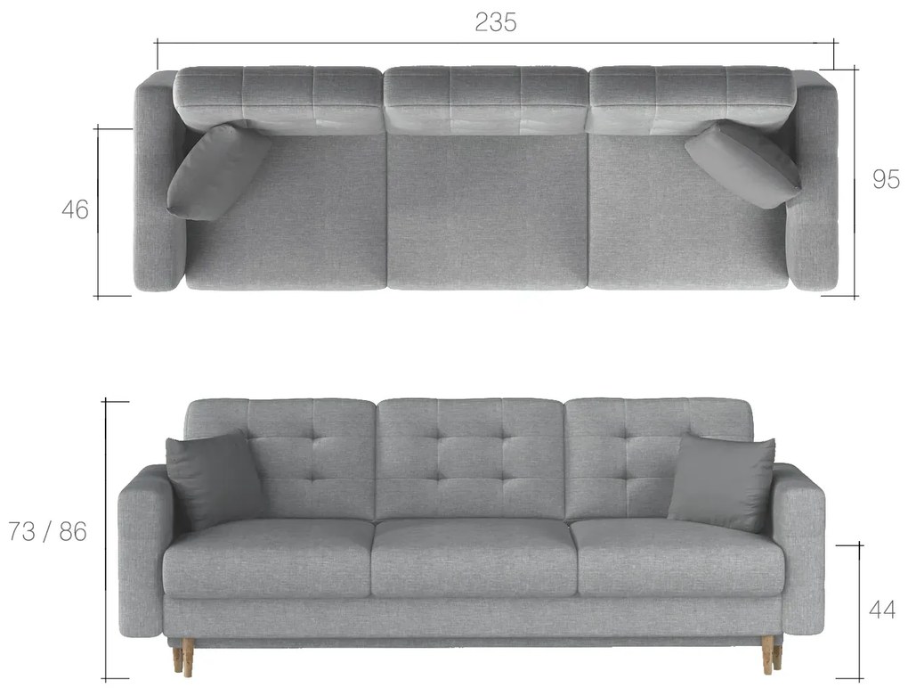 Sofa rozkładana z funkcją spania ASGARD VELVET zielona ELTAP