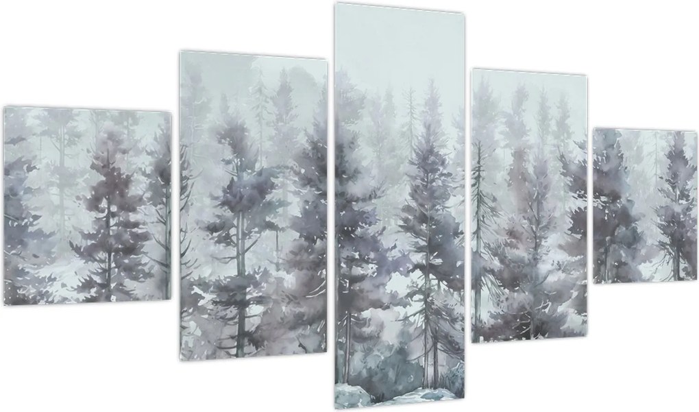 Obraz - Pine forest II, aquarel (125x70 cm)