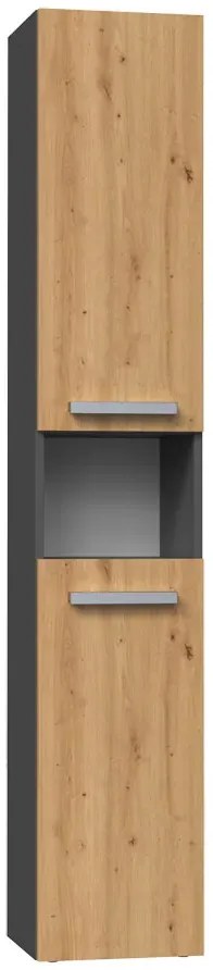 Industrialny słupek z koszem do łazienki dąb artisan antracyt - zestaw 5X