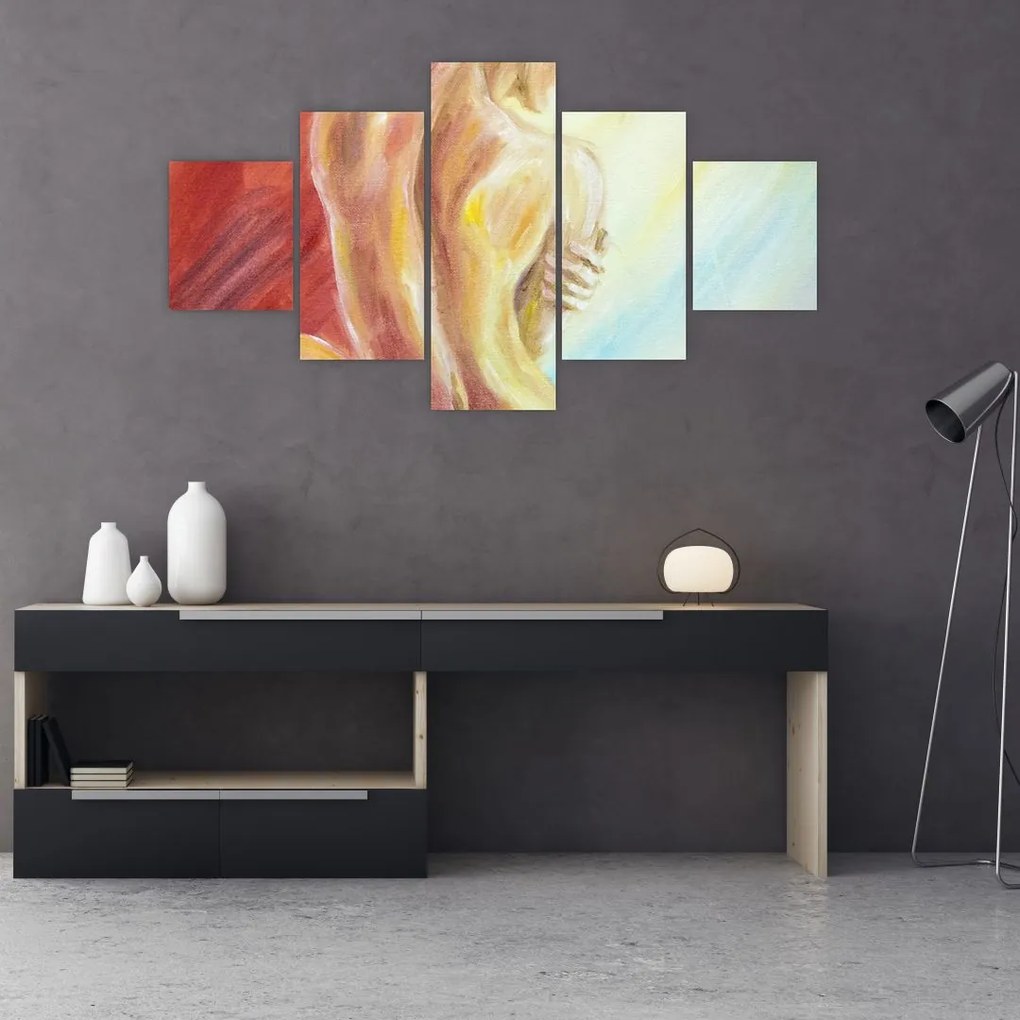 Obraz odpoczywającej kobiety, obraz olejny (125x70 cm)
