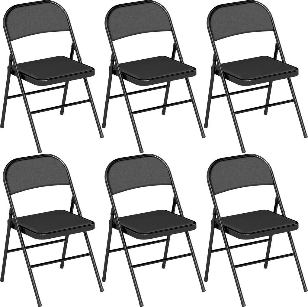 HOMCOM Zestaw 2 Składanych Krzeseł Biurowych, Metalowe Nogi, Składany Fotel do Biura i Poczekalni, Ekoskóra, Czarny | Aosom PL