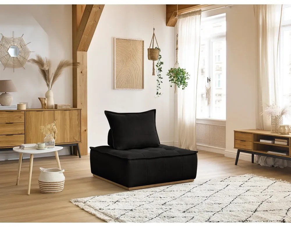 Czarny fotel z tkaniny szenilowej Elisa – Bobochic Paris