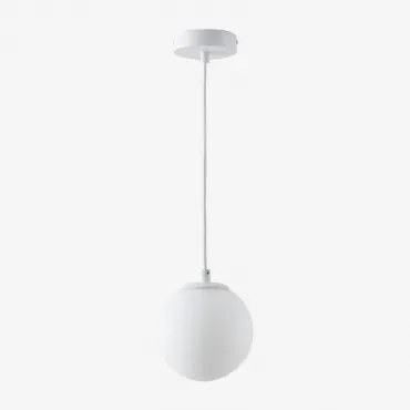 Lampa Sufitowa Ø12 Cm Z Żelaza Z Kulą Szklaną Uvol Biała - Sklum
