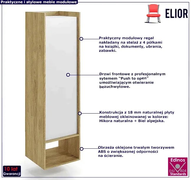 Regał modułowy hikora + biel alpejska - Afilia 5X