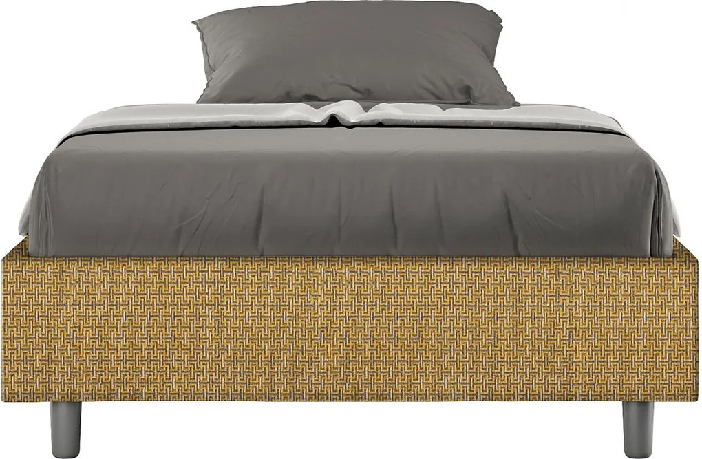 Łóżko bez stelaża tapicerowane 120x190 tkaniny Labirinto 6 żółty Azelia