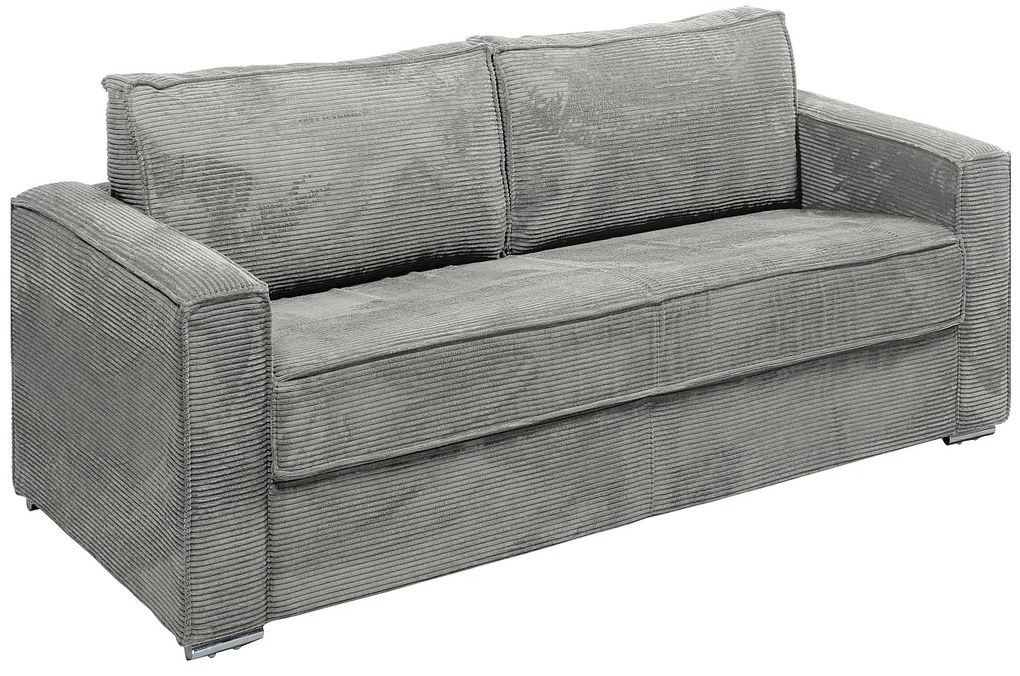 Kanapa 4-osobowa rozkładana typu express z jasnoszarego sztruksu - Miejsce do spania 160 cm - Materac 22 cm z pamięcią kształtu - LORETO