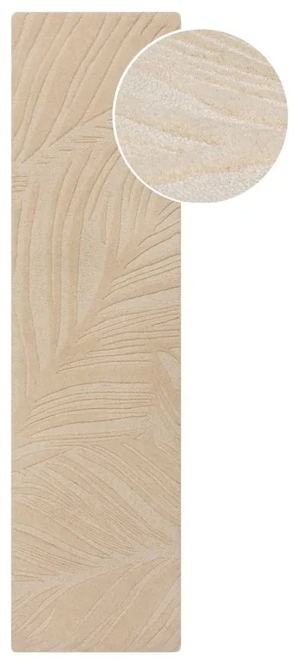 Beżowy wełniany chodnik 60x230 cm Lino Leaf – Flair Rugs