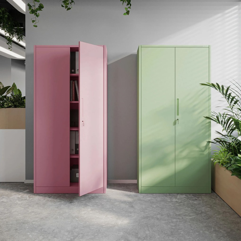 Szafa biurowa na dokumenty pudrowy róż: Fresh Style JAN, 900 x 1850 x 400 mm