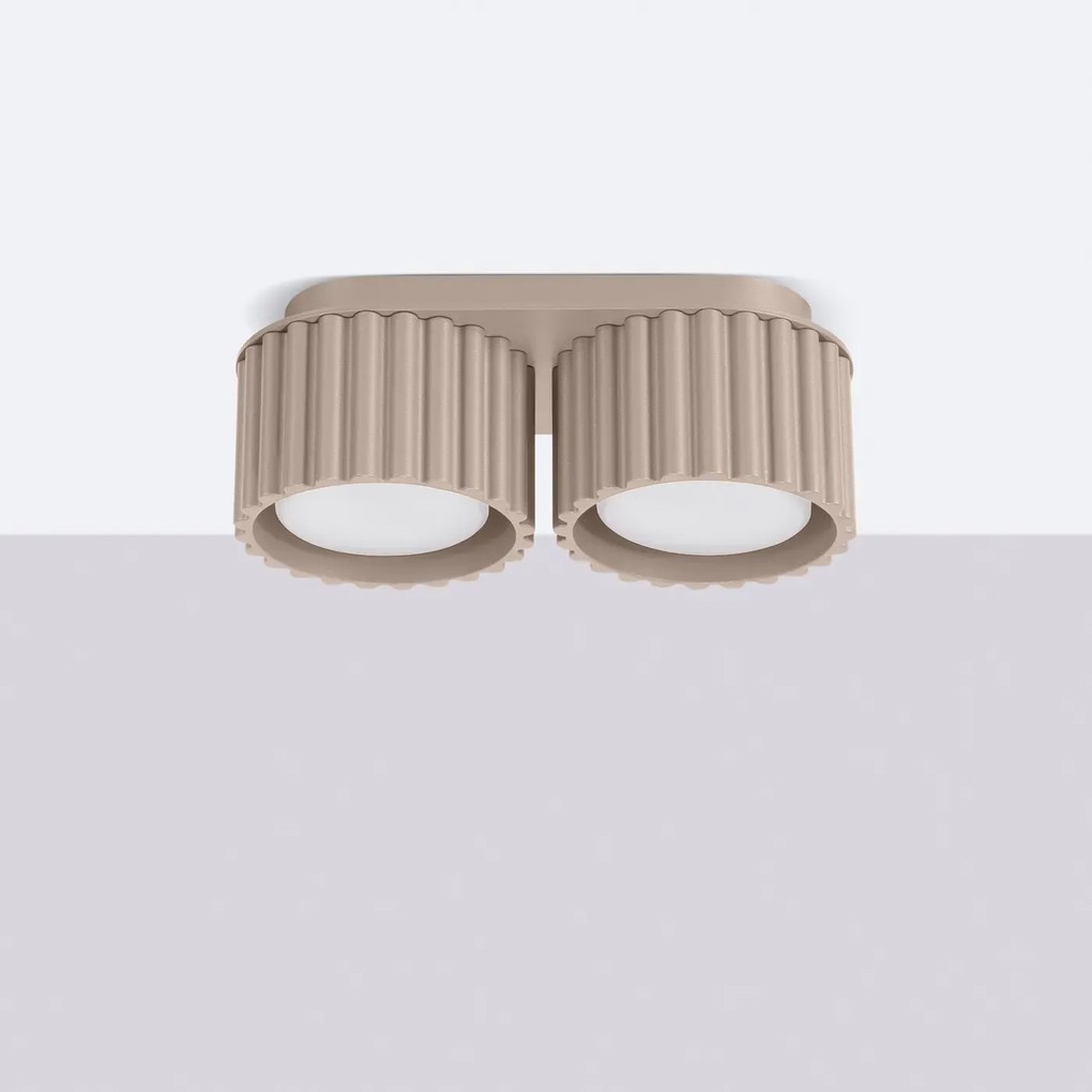 Plafon dwupunktowy AURA 2 taupe GX53 ryflowany SOLLUX  LIGHTING