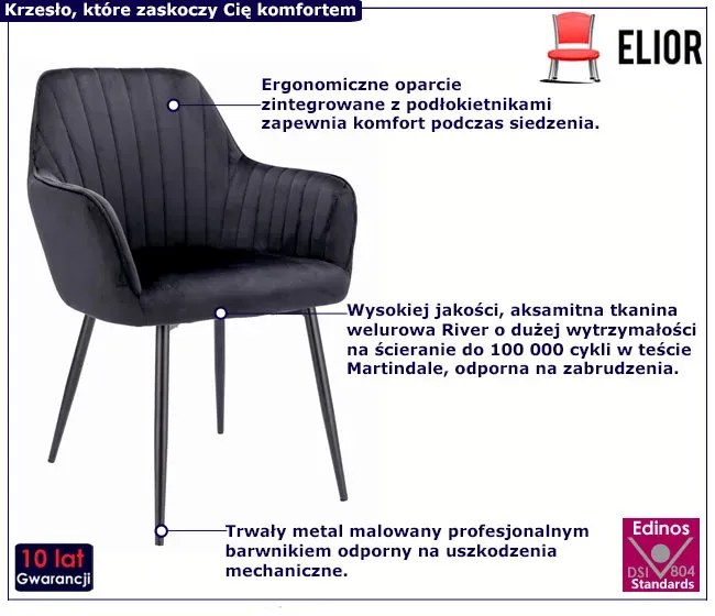 Czarne nowoczesne krzesło z podłokietnikami B2-L35