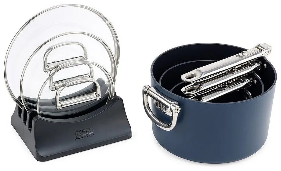 Garnki z pokrywką i powłoką ceramiczną odpowiednie na indukcję zestaw 3 szt. Space – Joseph Joseph