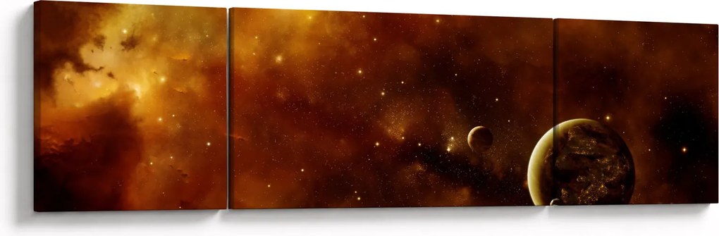 Obraz - Planety z mgławicą (170x50 cm)