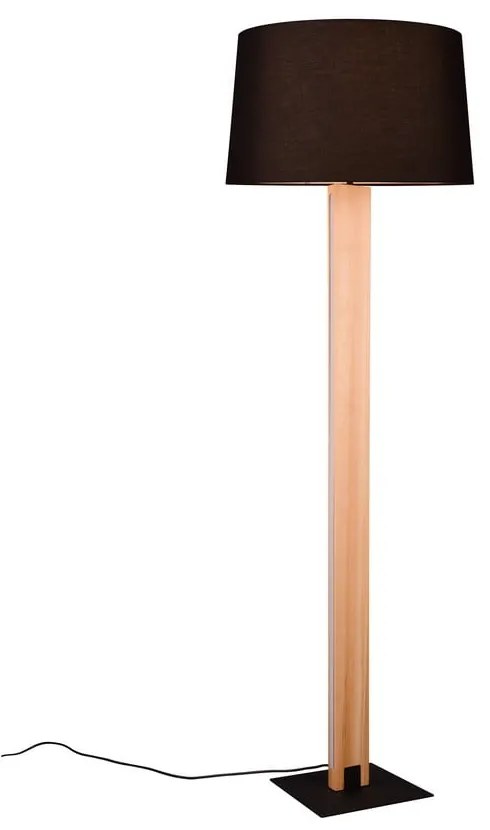 Czarno-naturalna lampa stojąca z tekstylnym kloszem (wys. 150 cm) Rahul – Trio