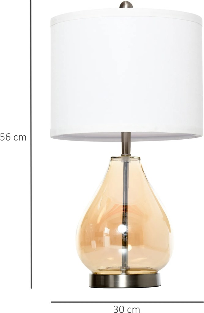 HOMCOM Zestaw 2 lamp stołowych Zestaw 2 opraw stołowych E27 Lampka nocna len szkło bursztynowy