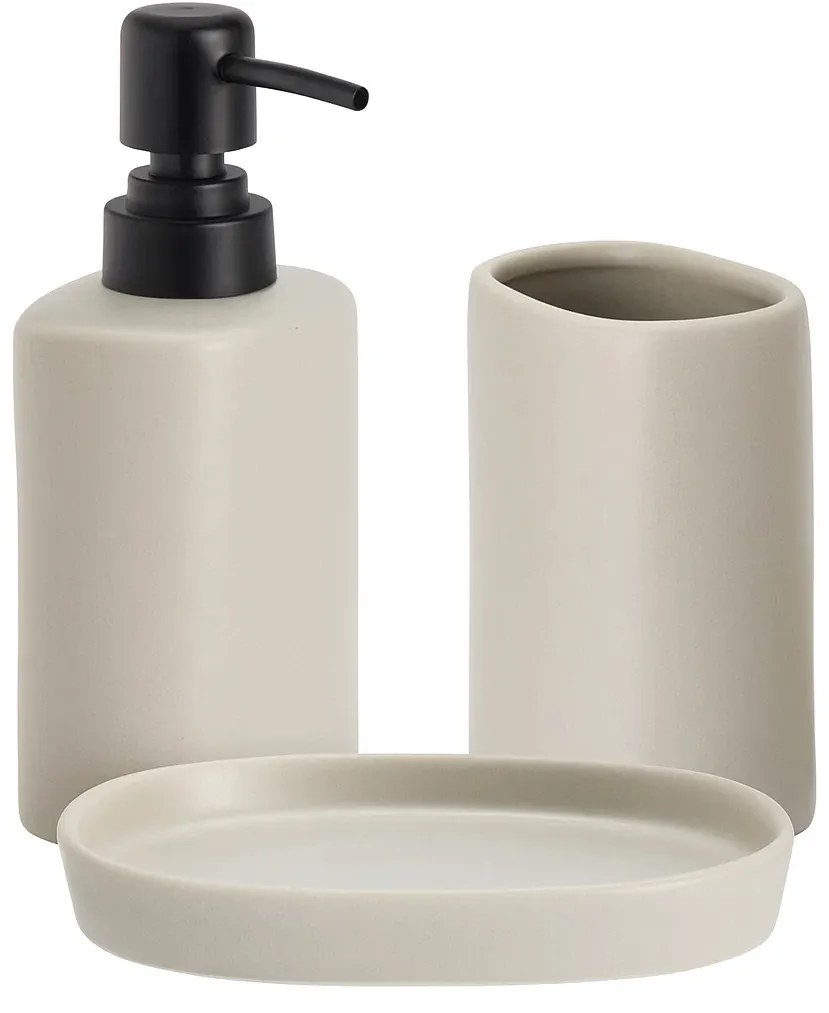 Zestaw łazienkowy PLY, ceramiczny dozownik, kubek i taca