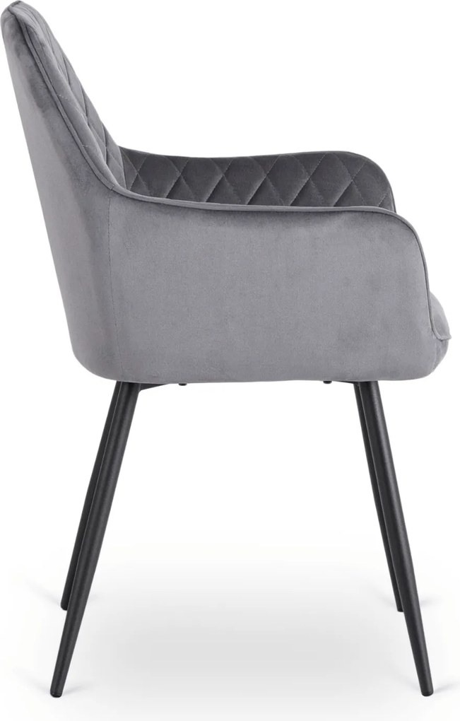 Krzesło Tapicerowane do Jadalni BRESSO Szare Welurowe Nowoczesne Loft