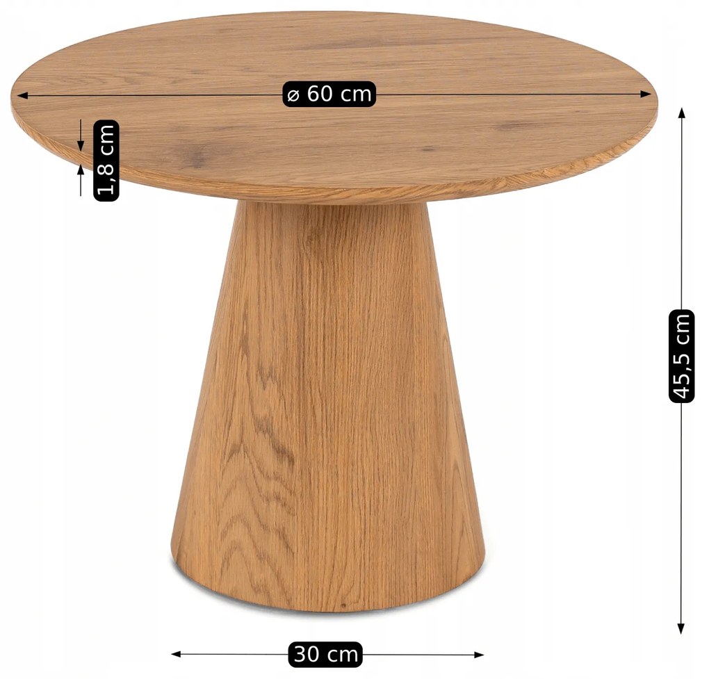 Stolik Kawowy CARLY 60 cm Dąb Nowoczesny Loft