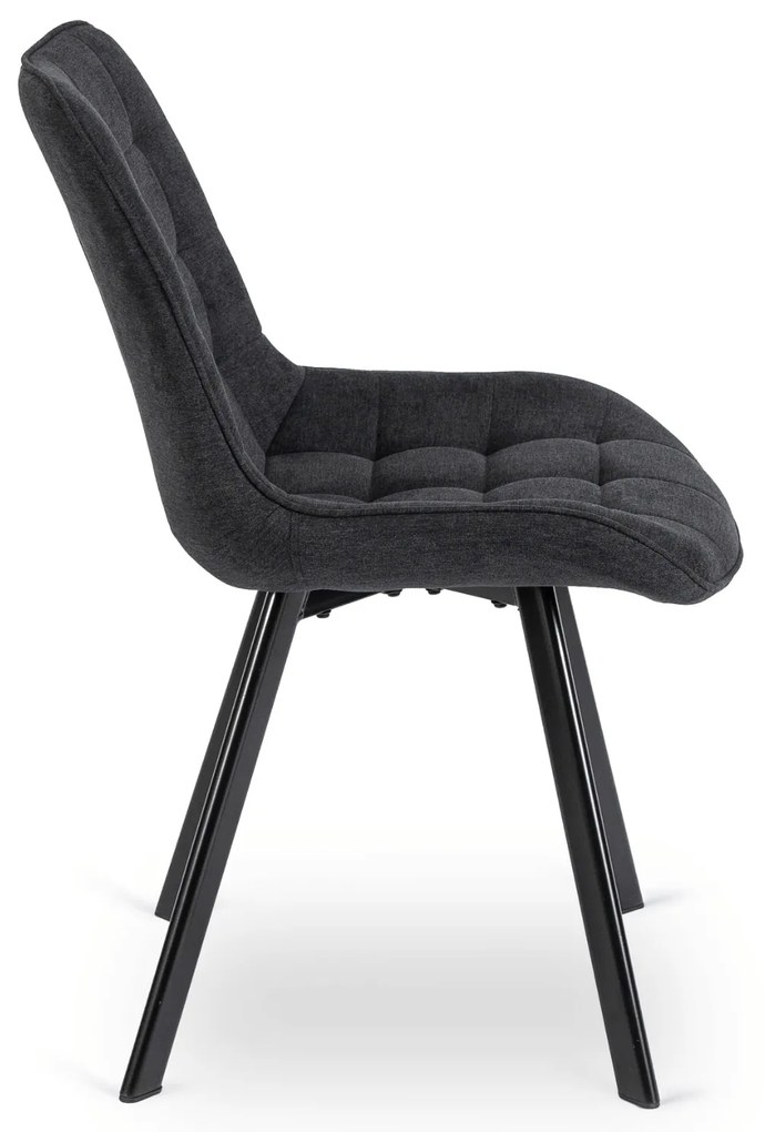 Zestaw Stół Okrągły TEO 100 cm Dąb Rustykalny/Czarny i 4 Krzesła Tapicerowane RICK 2 Czarne Nowoczesne Loft