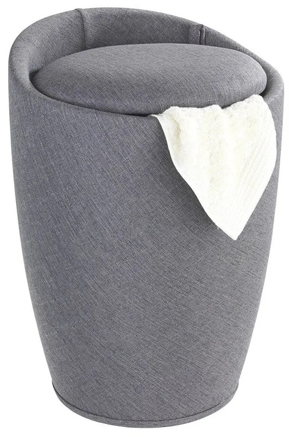 Pufa CANDY GREY - kosz na pranie, 2w1, WENKO