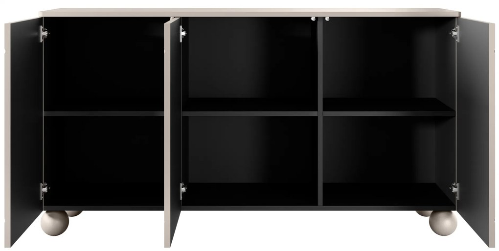 Komoda Sonatia II 150 cm trzydrzwiowa na nogach kulach - kaszmir