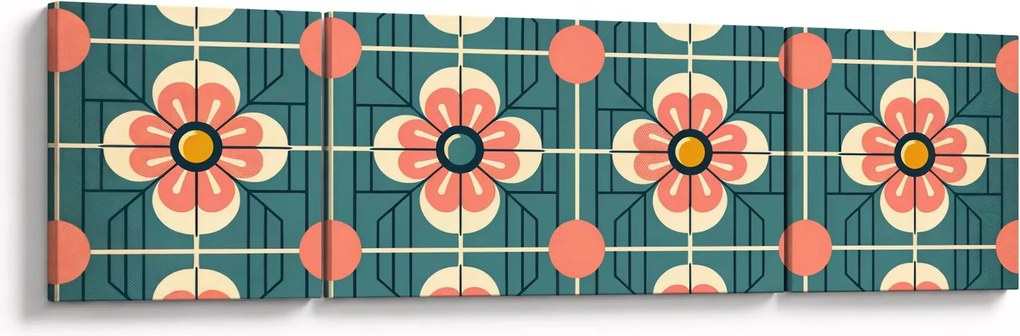 Obraz - Retro wzór z kwiatami (170x50 cm)