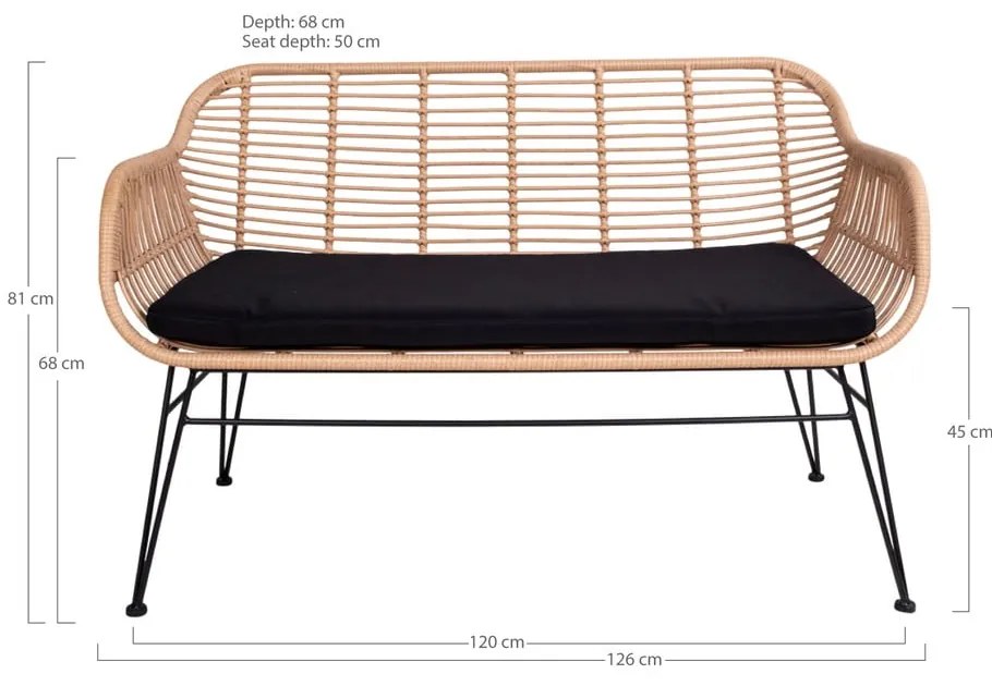 Sofa ogrodowa ze sztucznego rattanu House Nordic Trieste
