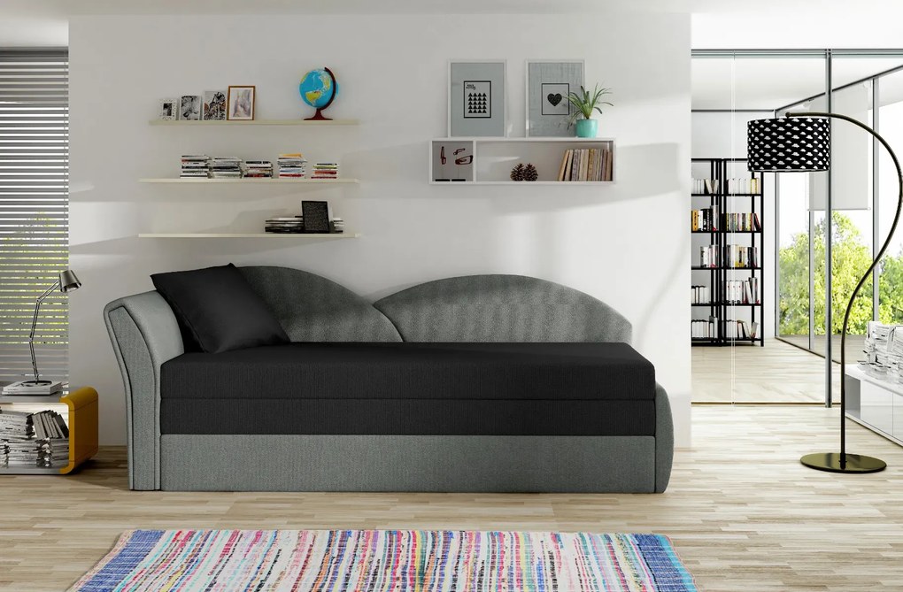 Sofa rozkładana z funkcją spania AGA szara/czarna lewa ELTAP