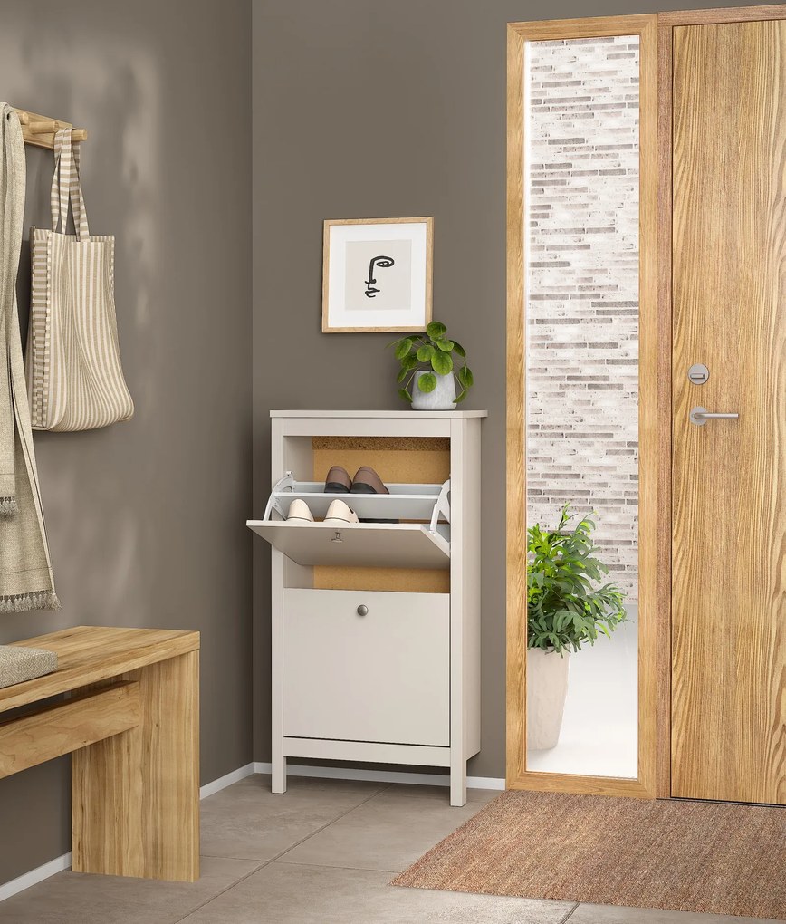 Wąska szafka na buty Madrid z 2 półkami, kaszmir mat