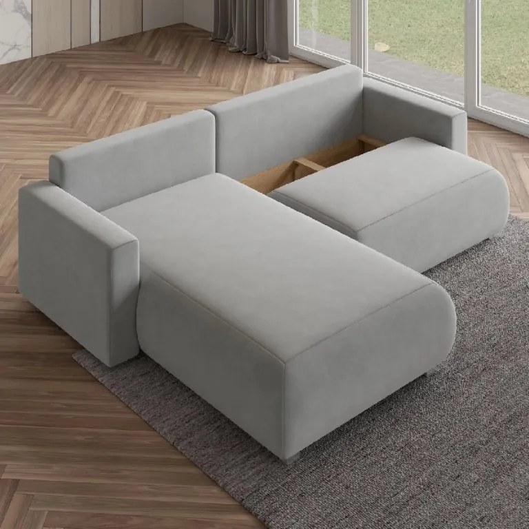 Bordowa rozkładana narożna sofa MONORA, dwustronna