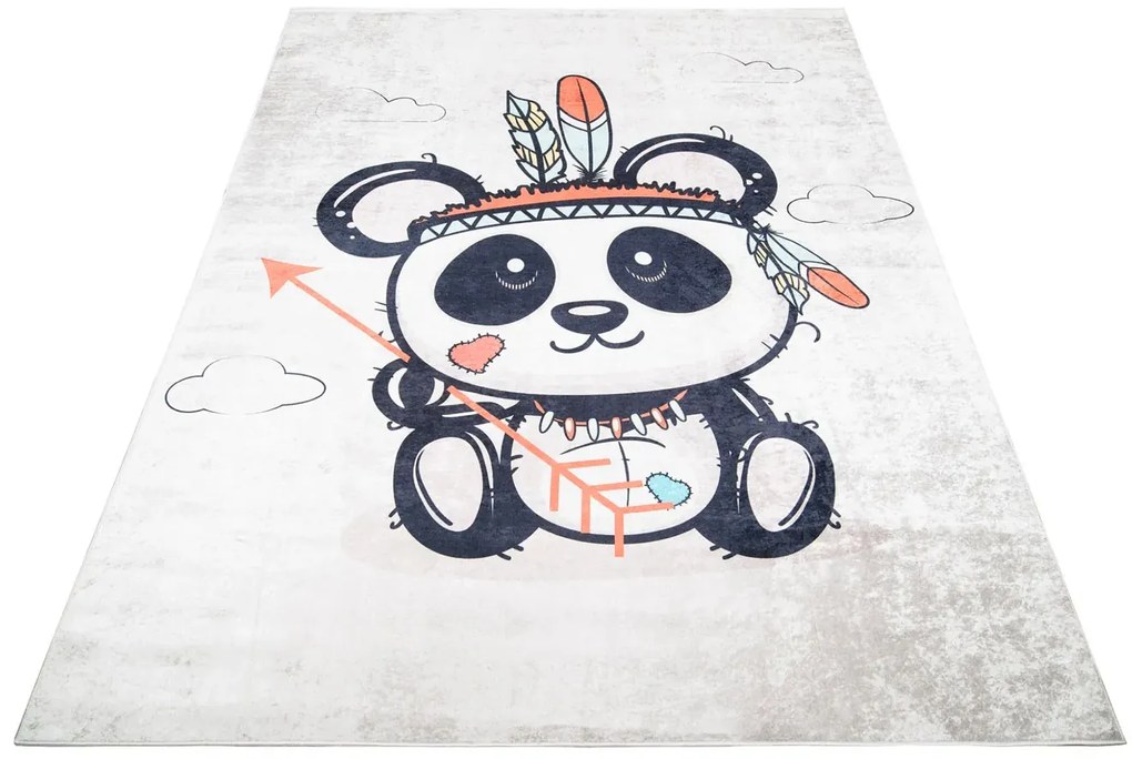 Jasnoszary dywan dziecięcy miś indianin C1-S37