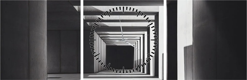 Obraz - Kwadratowy tunel (z zegarem) (90x30 cm)