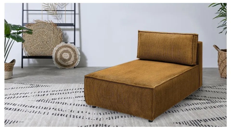 Musztardowy sztruksowy moduł sofy (strona zmienna) Nihad modular – Bobochic Paris